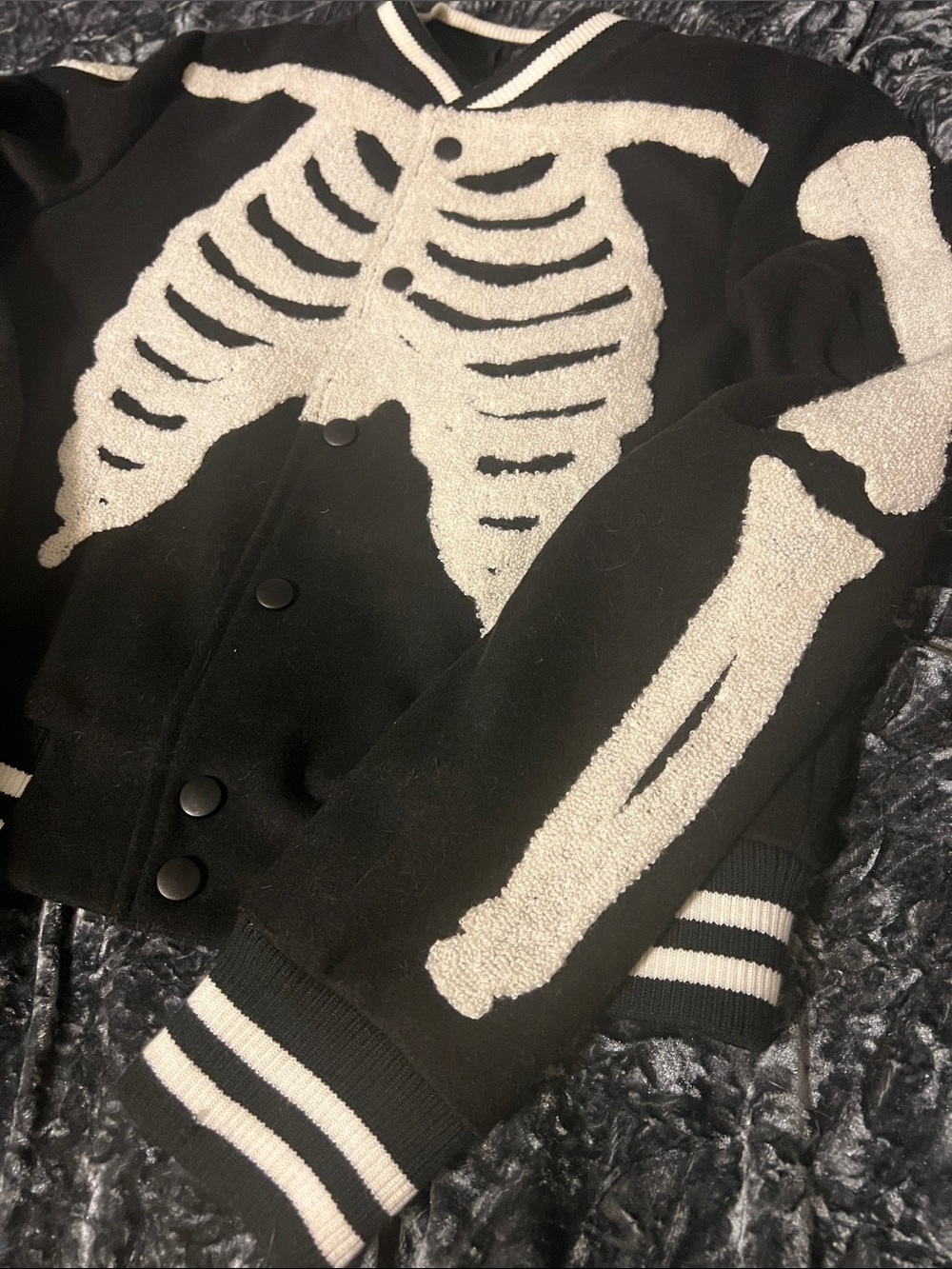 Iron Fist Skeleton Varsity Jacket - Picture 2 of 7